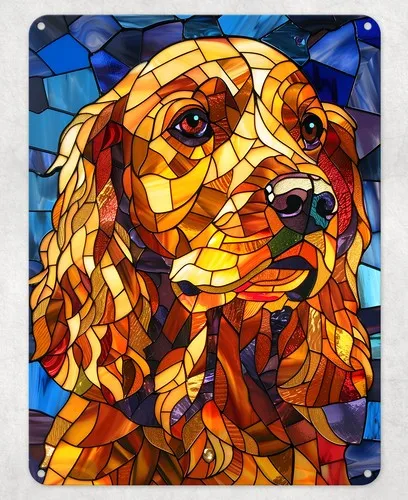 Cocker Spaniel Stained Glass Metal Poster Wall Tin Sign Man Cave Home Plaque --Tin Sign