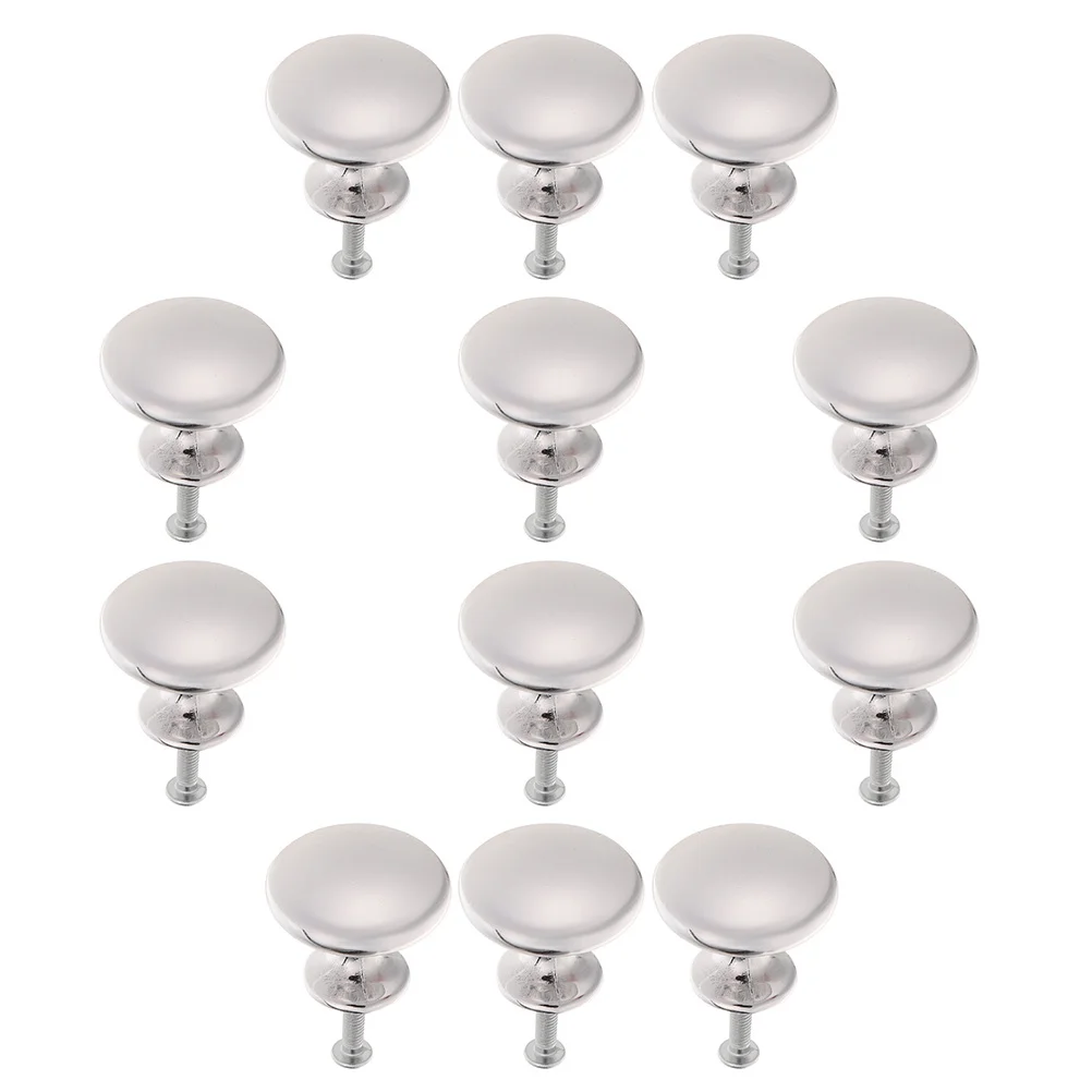 

12Pcs Round Pull Handle Zinc Alloy Brushed Cabinet Knob Smooth Mushroom Shape for Drawers Chests Cupboards Modern Style Door