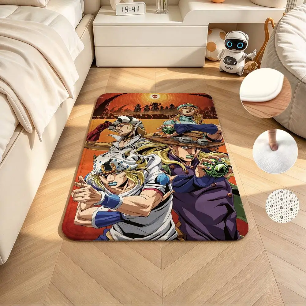 JOJO-SBR Vintage Jotaro Kujo  Short Plush Bathroom Door Mat, Hallway Decor Rug, Home Entry Welcome Floor Mat