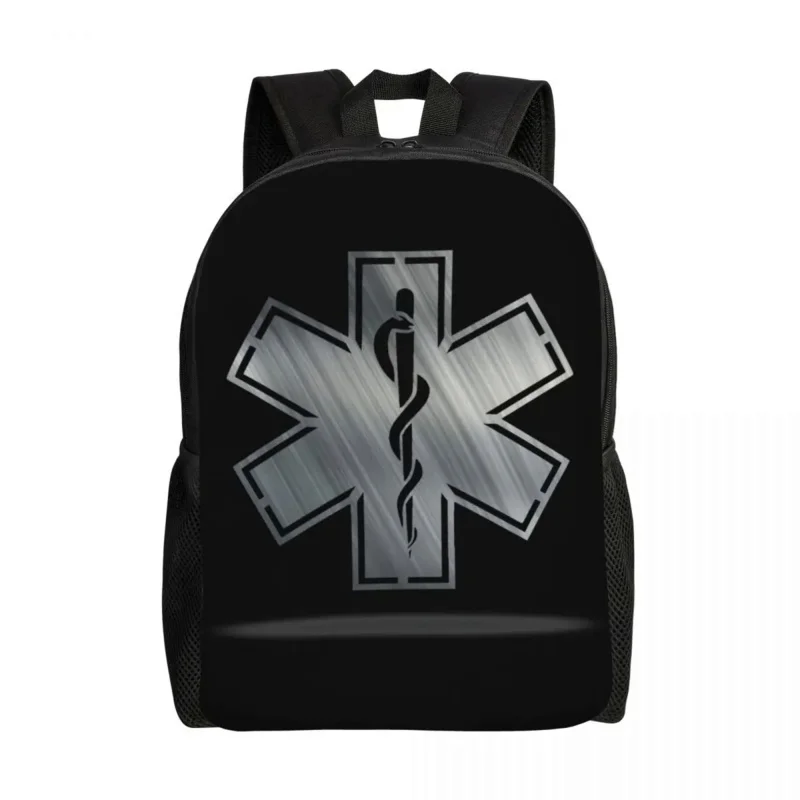 3D Printing Emt Star of Life Mochilas para meninos e meninas, paramédico, faculdade, escola, bolsas de viagem, mulheres, homens, Bookbag Fits, 15 "Laptop