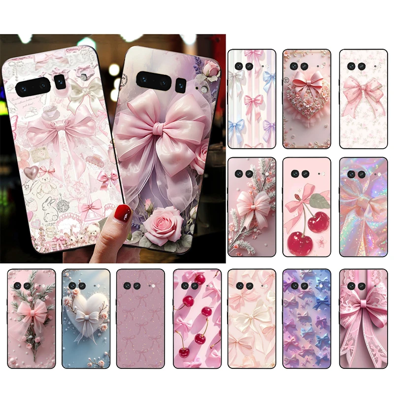 

Pink ribbon bow Phone Case For Google Pixel 9 Pro XL 8 7 6 Pro Pixel 8A 7A 6A 4A 3A 3XL Pixel 8 7 6 5 4