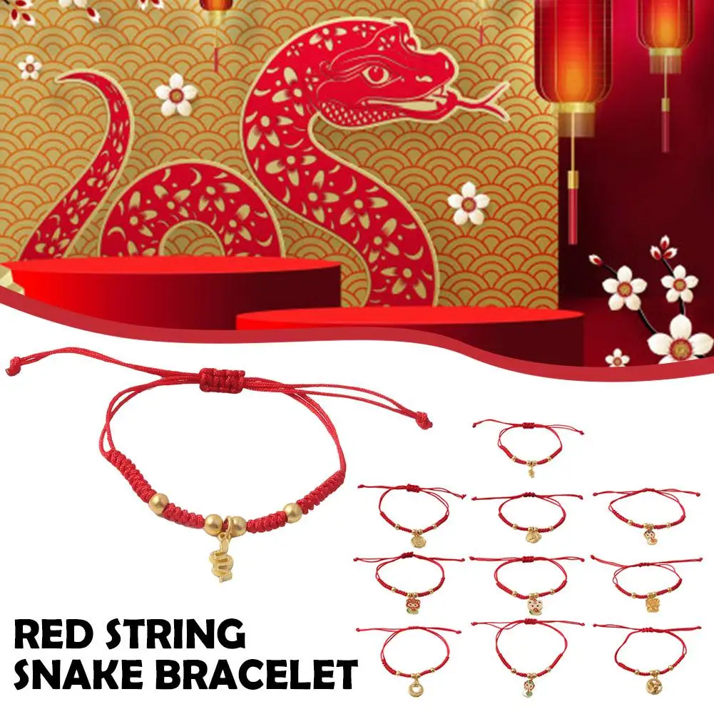 2025 Snake Year Lucky Red Rope Bracelet Chinese Style Jewelry New Women Fashion Year Snake Chain Xmas Hand Braided G V6X4