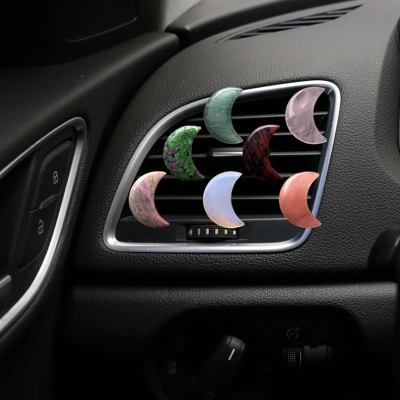 Crystal Moon Car Air Freshener Perfume Clip Women Pink Moon Interior Decoration Auto Air Conditioner Outlet Fragrance Diffuser