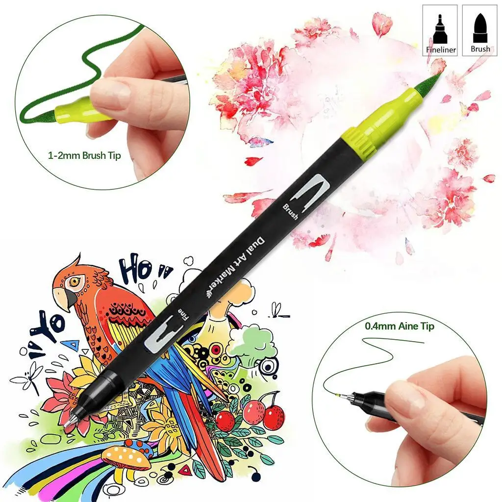 4 Dual Tip Flexible for Manga Calligraphy Painting Writing Art Crafts Projects