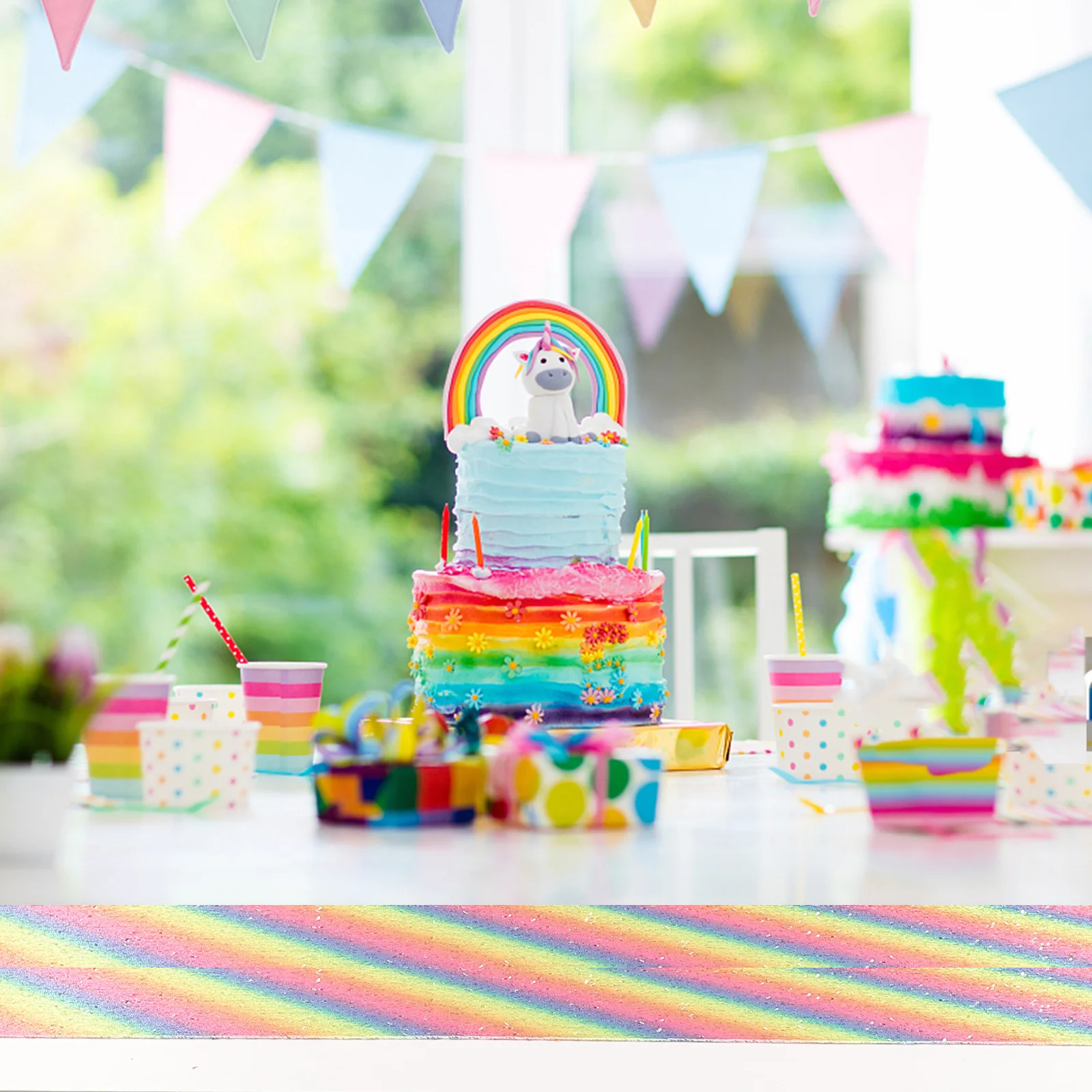 

Sequin Rainbow Table Runner Decorative Tablecloth Party Wedding Banquet Festival Home Party Dinner Decor Rainbow Table Runner