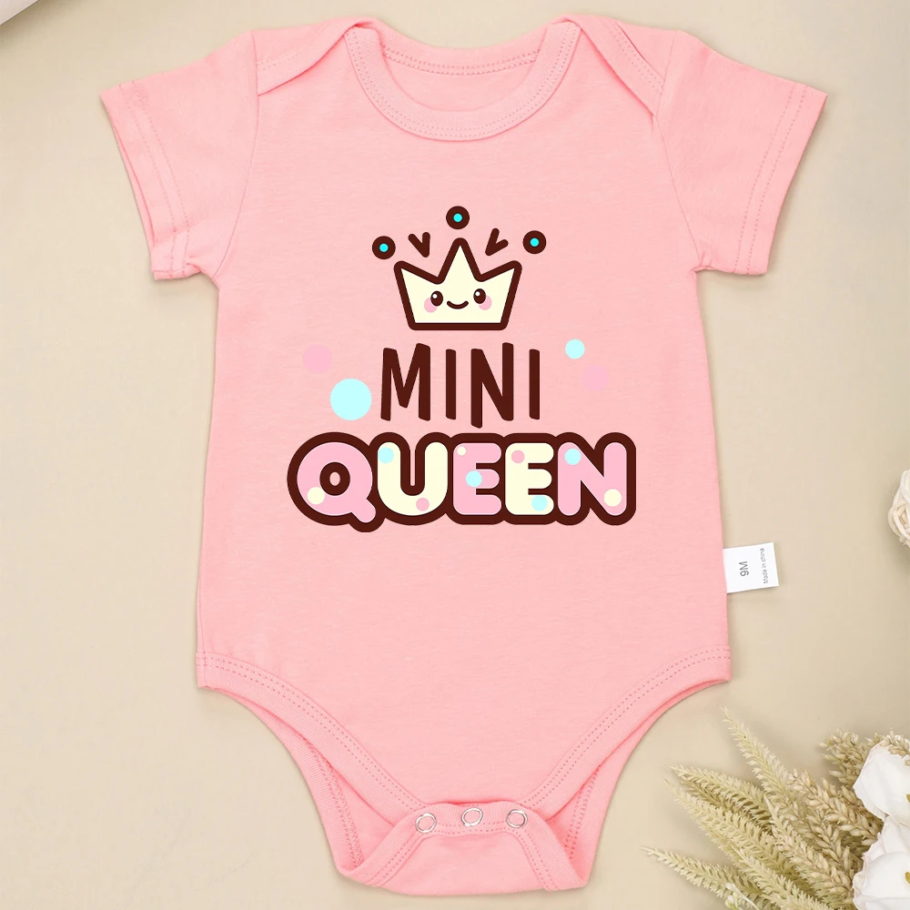 

Mini Queen Cute Baby Girl Clothes Sweet Style Cartoon Onesie Pink Cotton Summer Infant Playsuit Cozy Casual Versatile Jumpsuit