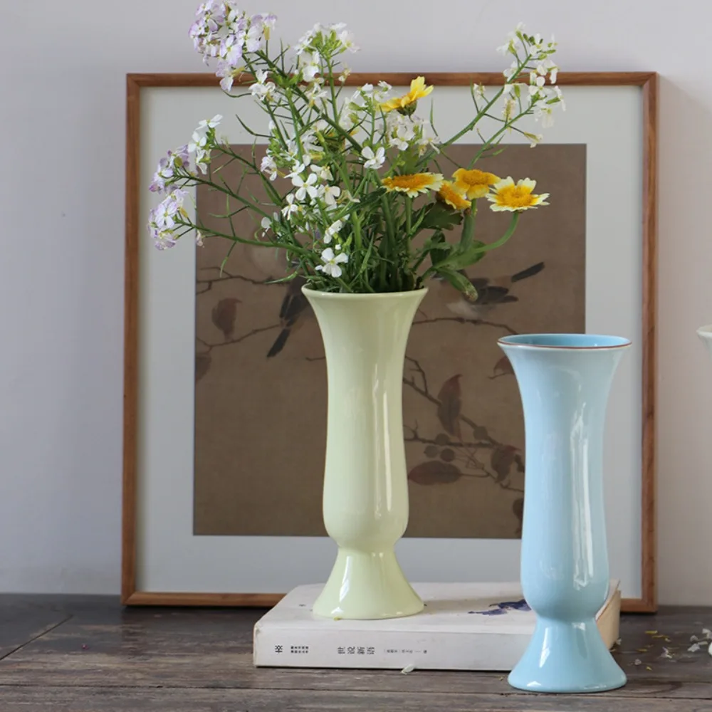 Modern Ceramic Vase Minimalist Tabletop Flower Vase for Fresh Dried Flowers Living Room Home Decor Ornament