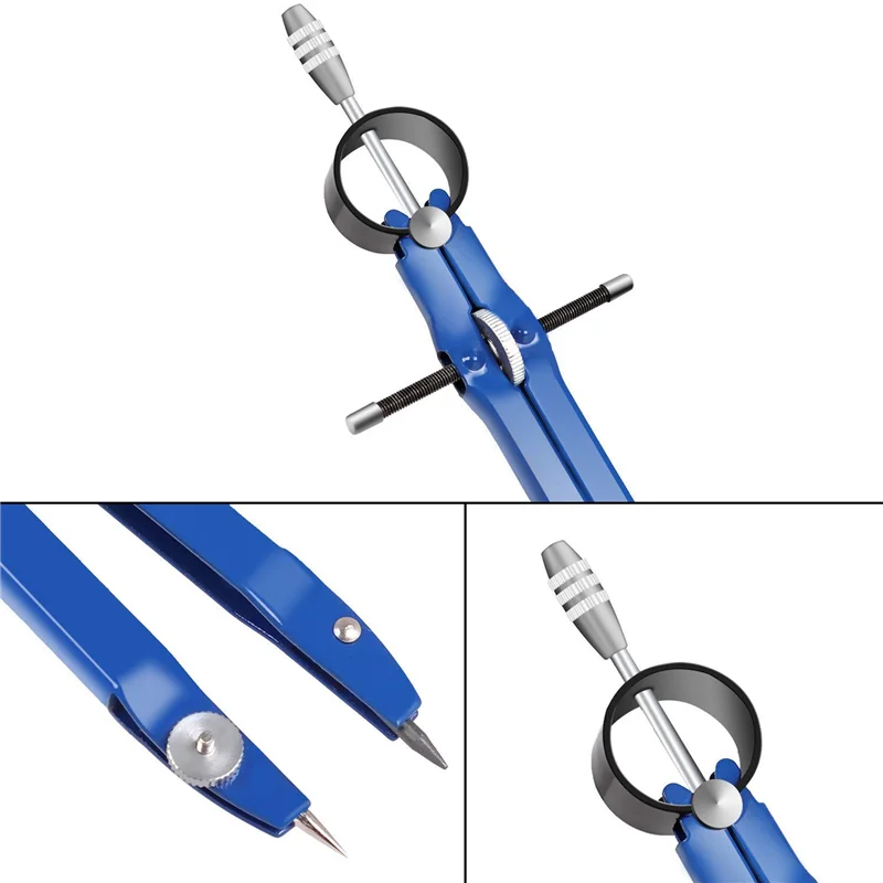 

4X Professional Compass, Compass Geometry Set With Lock, Math And Precision Compass, Metal And Durable(Blue)