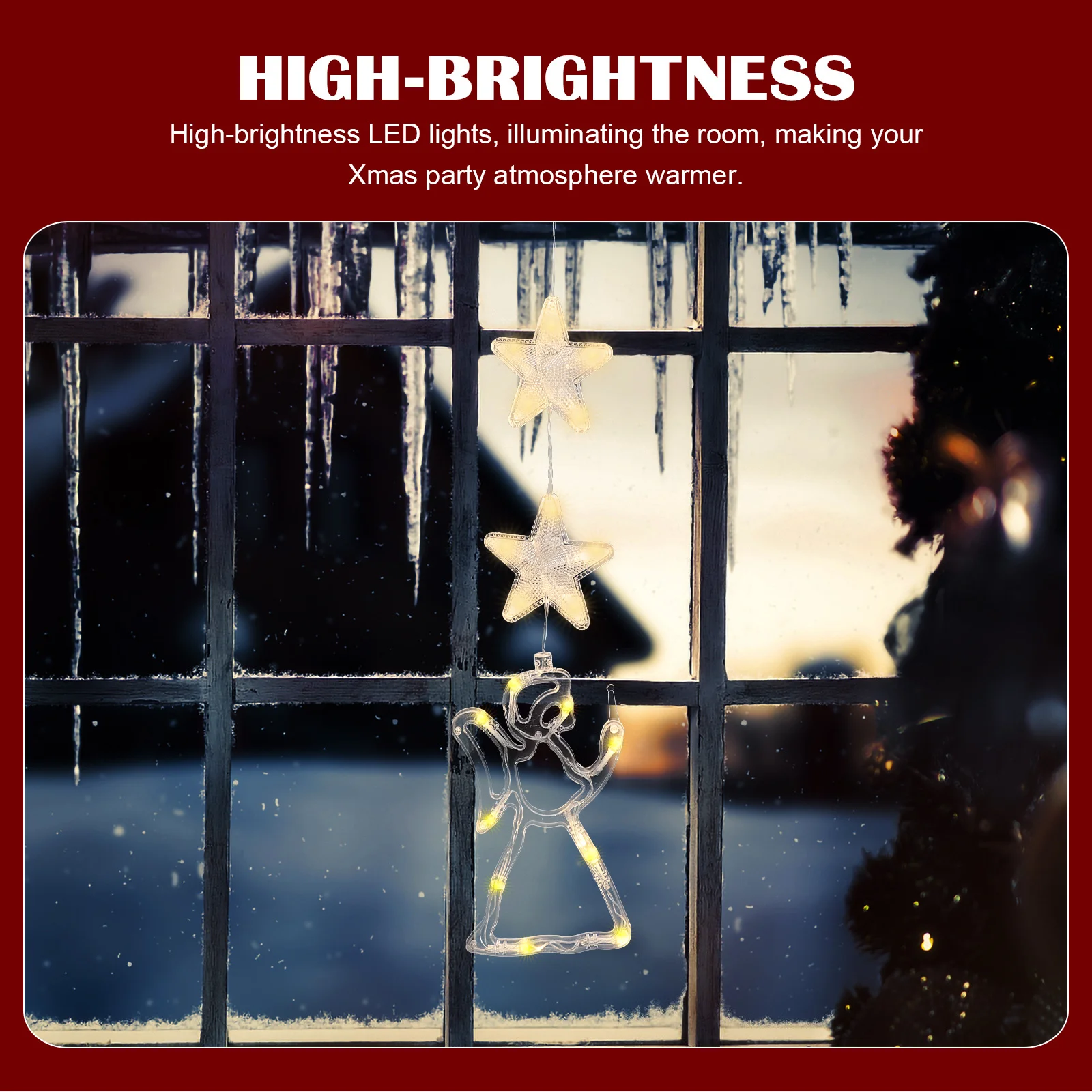 

Christmas Window Decor Suction Light Pendant Exquisite Design Xmas Party Lights Indoor Decoration Christmas Light