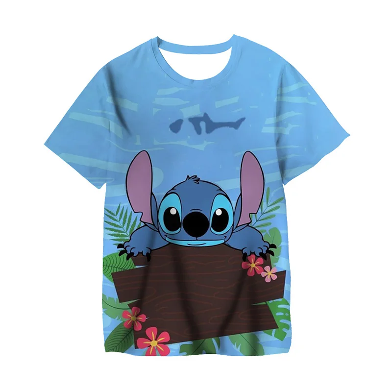 

2025 New Summer T-shirt 3-14 Year Old Children's Top Lilo&Stitch Kawaii Pattern Children's T-shirt Fashion and Casual Style