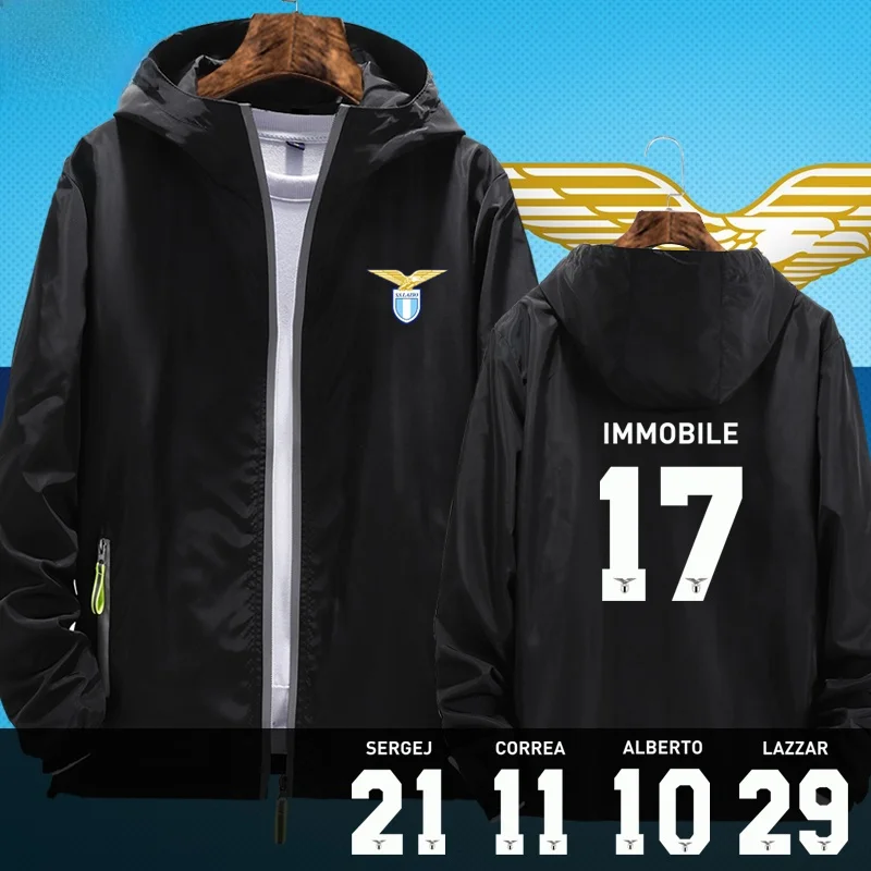 

Lazio Serie a T Jaet Coat ex Sports Casual Fooall Fanwear Hoodie Spring Autumn Polyester Zipper Long Sve Standa...