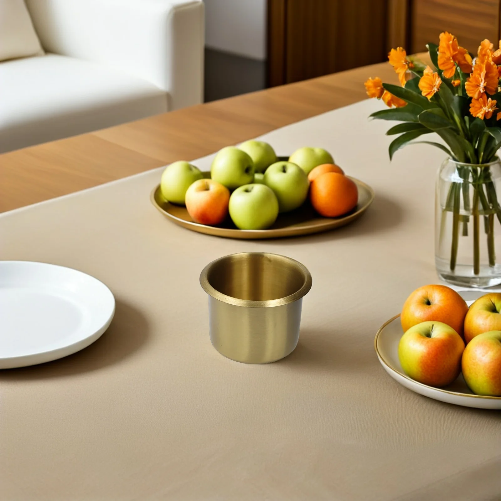 

Cup Holder Recessed Drop In Drink Can Storage Copper Material For Car Boat Rv Truck Yacht Sofa Table Desktop Automotive