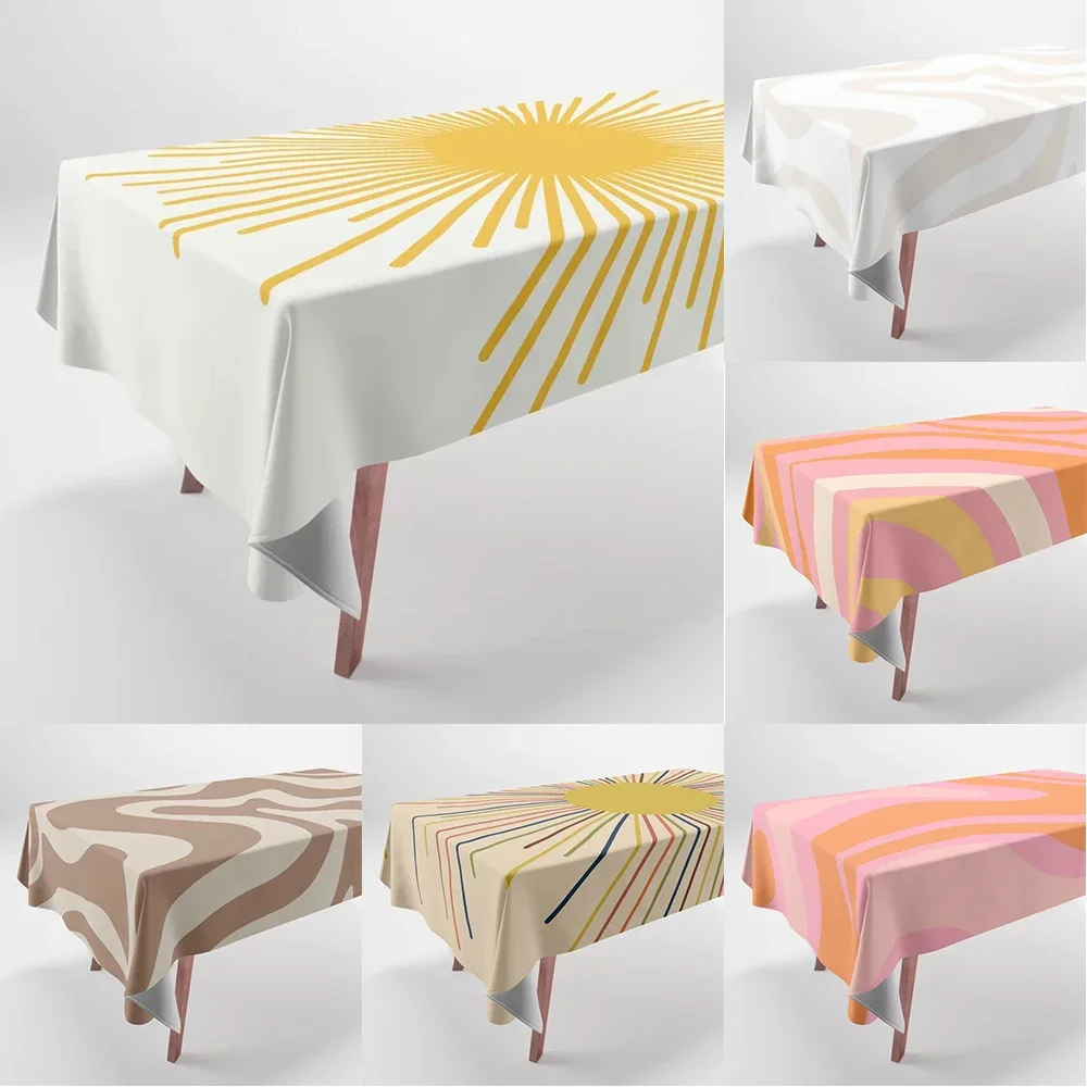 

Nordic Style Tablecloth Geometric Splicing Printing Tea Table and Desk Rectangular Fabric Waterproof Table Mat Dustproof Cloth