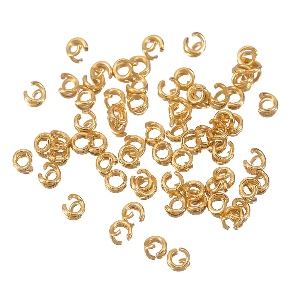 200 pezzi 100 pezzi anelli di salto in acciaio inossidabile 3-10mm anelli aperti divisi collana braccialetto connettori color oro per creazione di