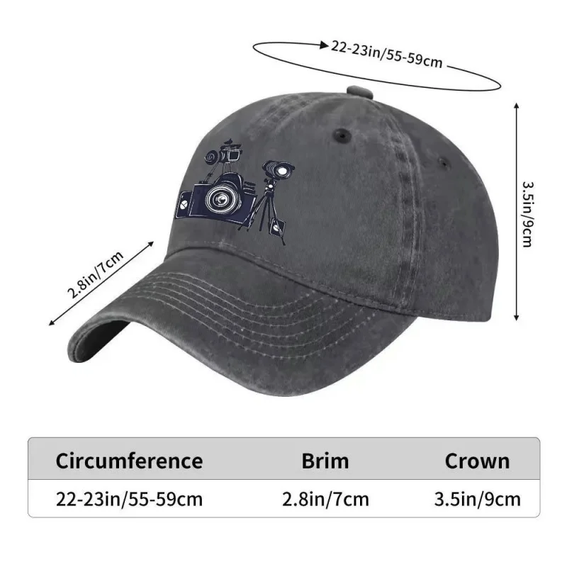 Vintage Camera Baseball Cap Adjustable Street Hat for Outdoor Sports & Casual Wear