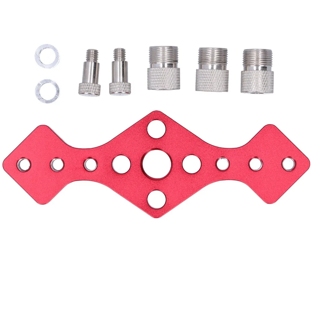 Aluminum Alloy Straight Hole Punch Locator with 6mm 8mm 10mm Sockets Hand Held Woodworking Tool Red Drilling Positioner