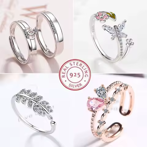New 925 Sterling Silver Ring AAA Zircon Adjustable Simplicity Fashion Exquisite Women Jewelry Accessories Wedding Party Gift