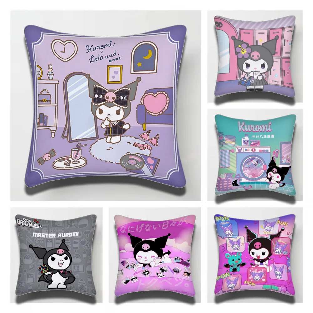 1PC Kuromi Sanrio Cartoon  Pillow Case Suitable For Bedrooms Living Rooms Cars Home Decoration Cushion Cover Fashion