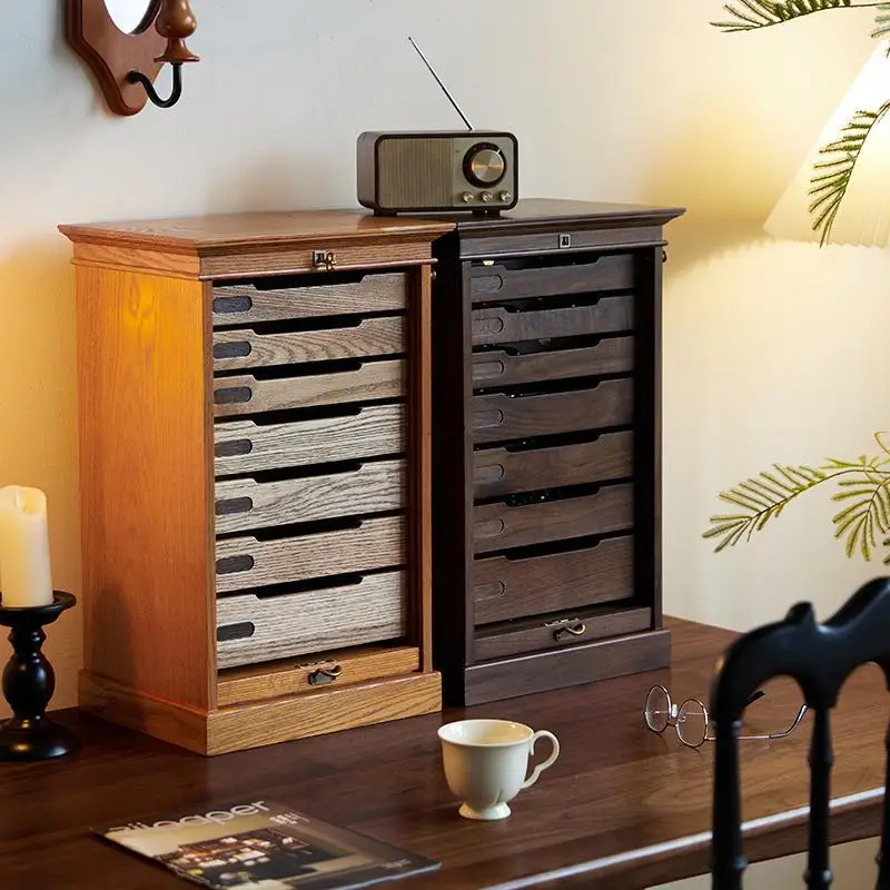 Walnut Jewelry Storage Cabinet Desktop Cosmetics Storage Necklace Ring Watch Earrings Jewelry Layered Storage Cabinet