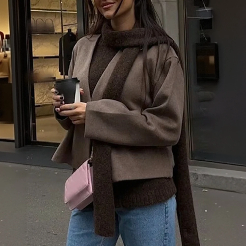 

Женское зимнее пальто с длинным рукавом и круглым вырезом, обычная посадка, повседневная модная верхняя одежда в базовом стиле