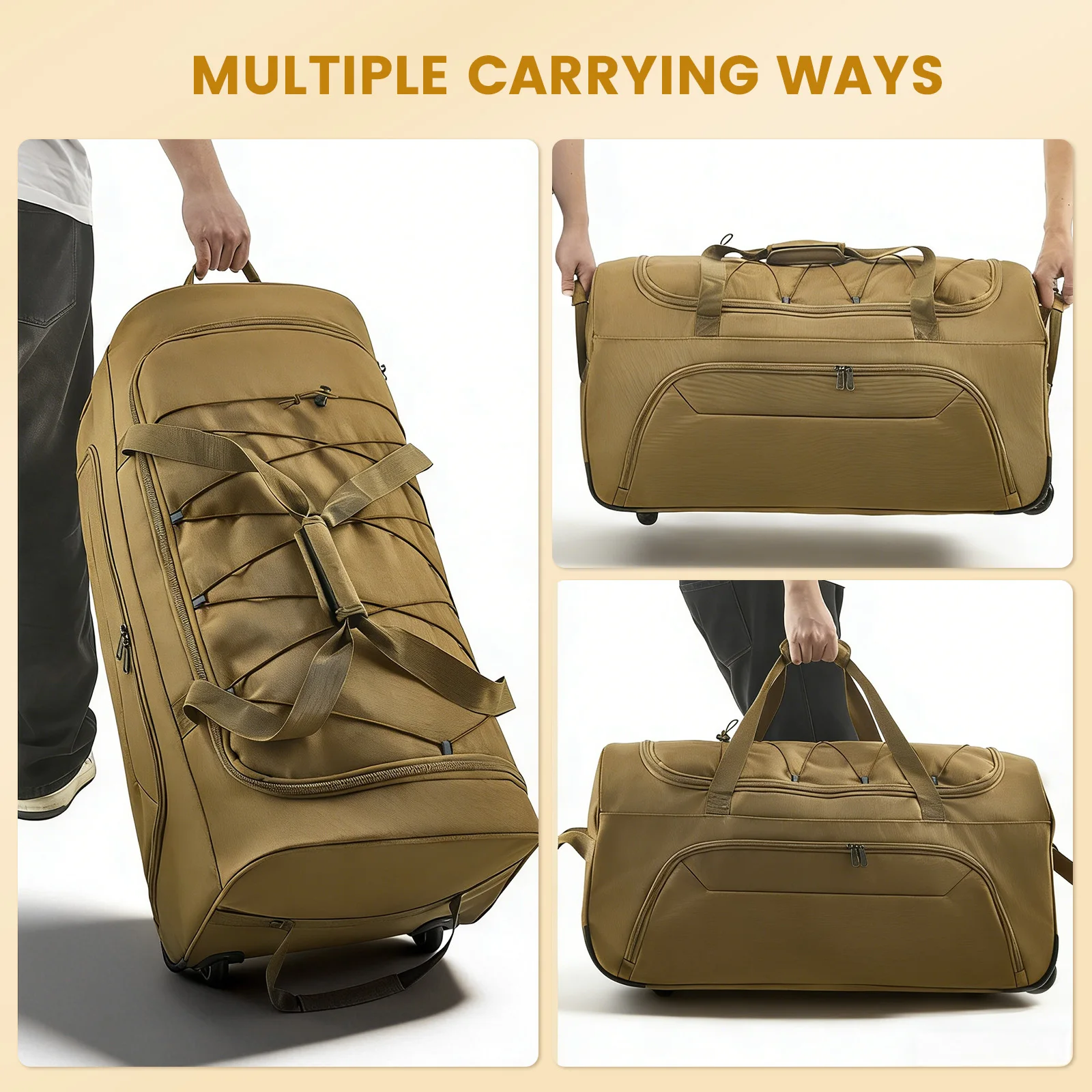 70-Liter-Reisetasche mit Rollen, erweiterbare Gepäcktasche, faltbare Reisetasche, Wochenendtasche für Damen und Herren, Reisetasche, ideal für Geschäftsreisen, Schule, Fitnessstudio, Camping, als