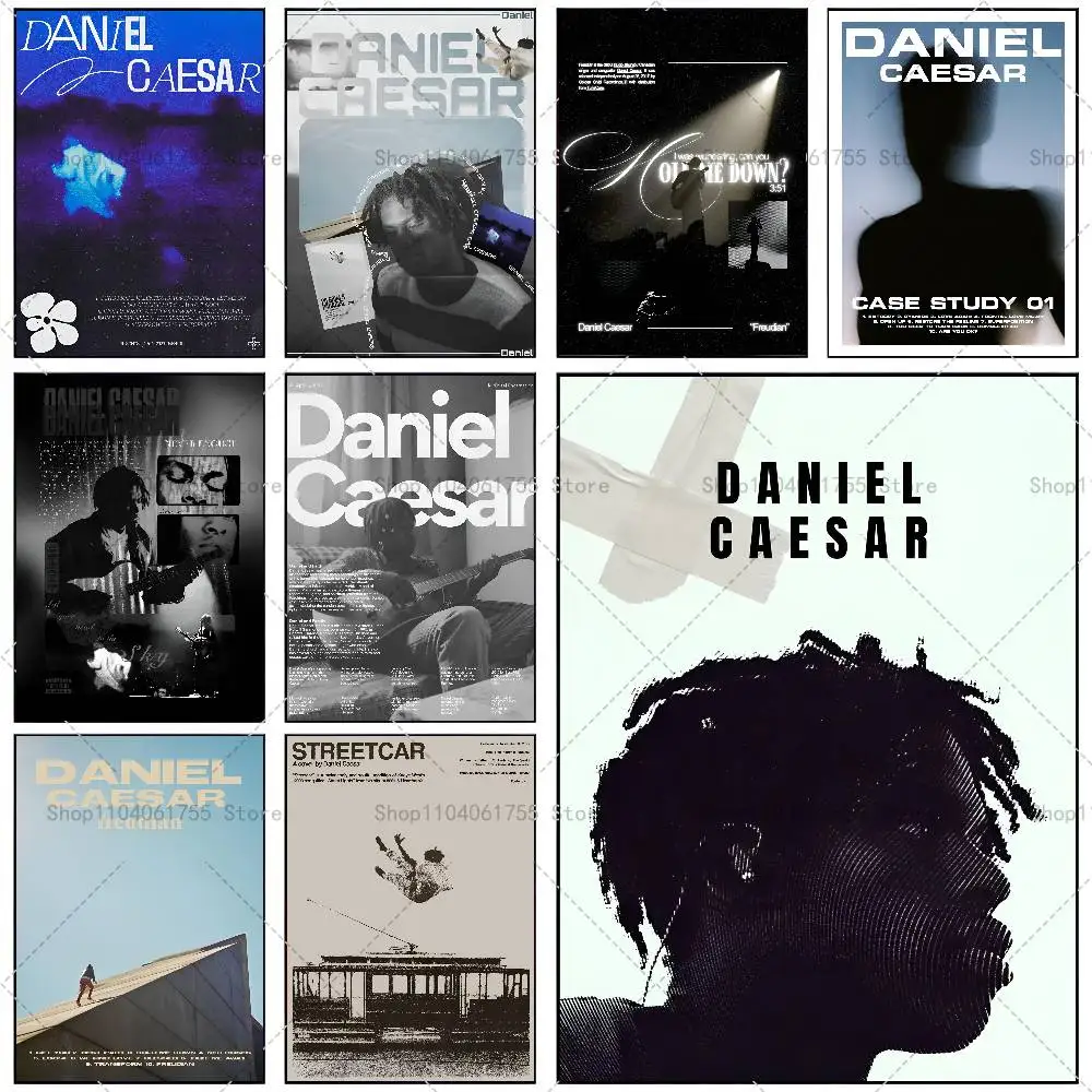 Póster de R&B D-Daniel Popular C-Caesar, adhesivo artístico autoadhesivo, pegatina de papel impermeable, decoración de pared para cafetería, Bar y habitación