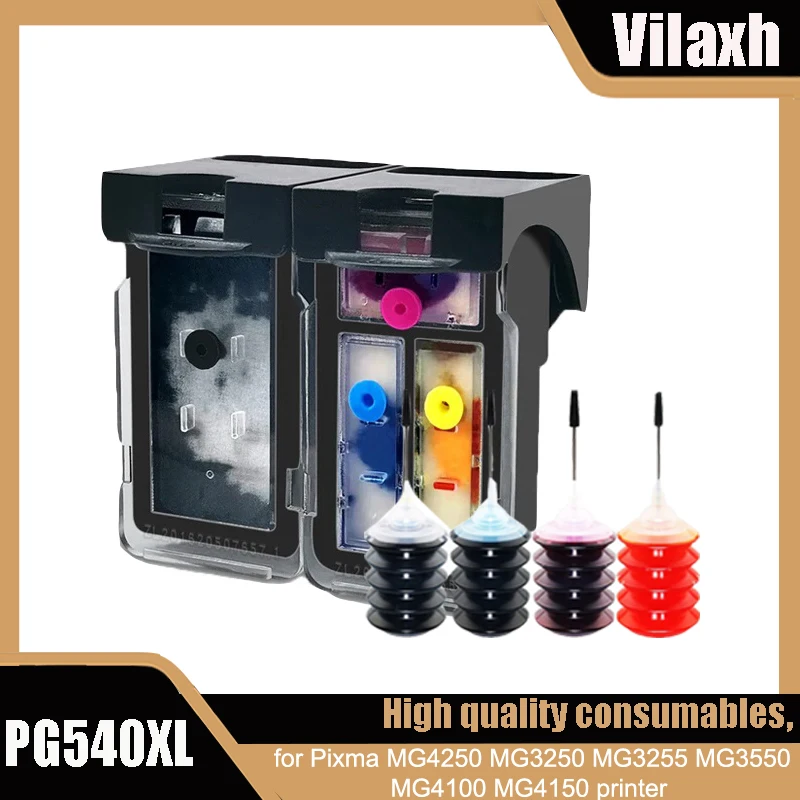 Vilaxh-cartucho de Tinta Recarregável para Canon Pixma Pg540 Cl-541 para Mg2250 Mg3150 Ts5151 Ts5150 Mg4250 Mg3650 Mx475