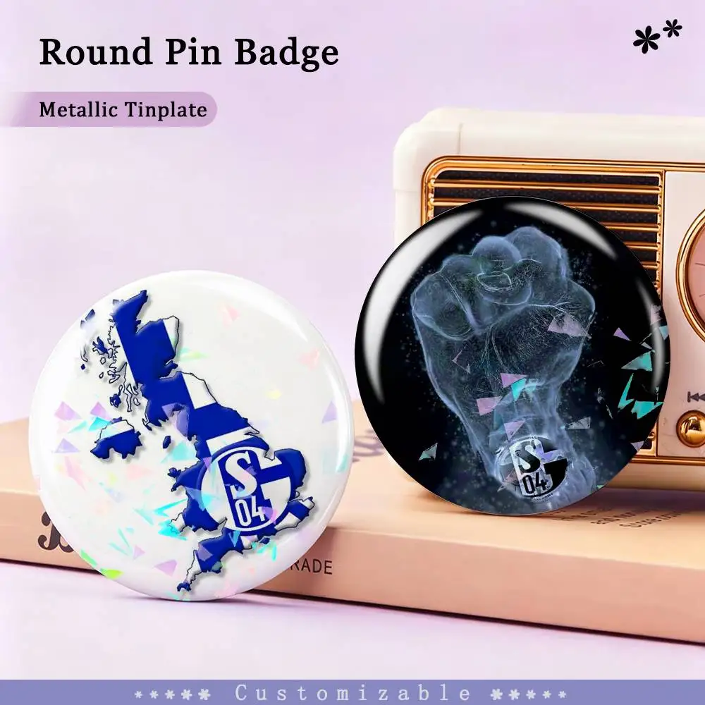 S04 FC S-Schalke 04 Custom Tinplate Round Button Badge Pins Brooches
