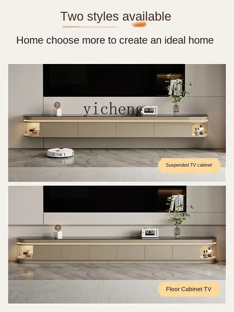 solid wood floor TV cabinet household glass coffee table TV cabinet combination