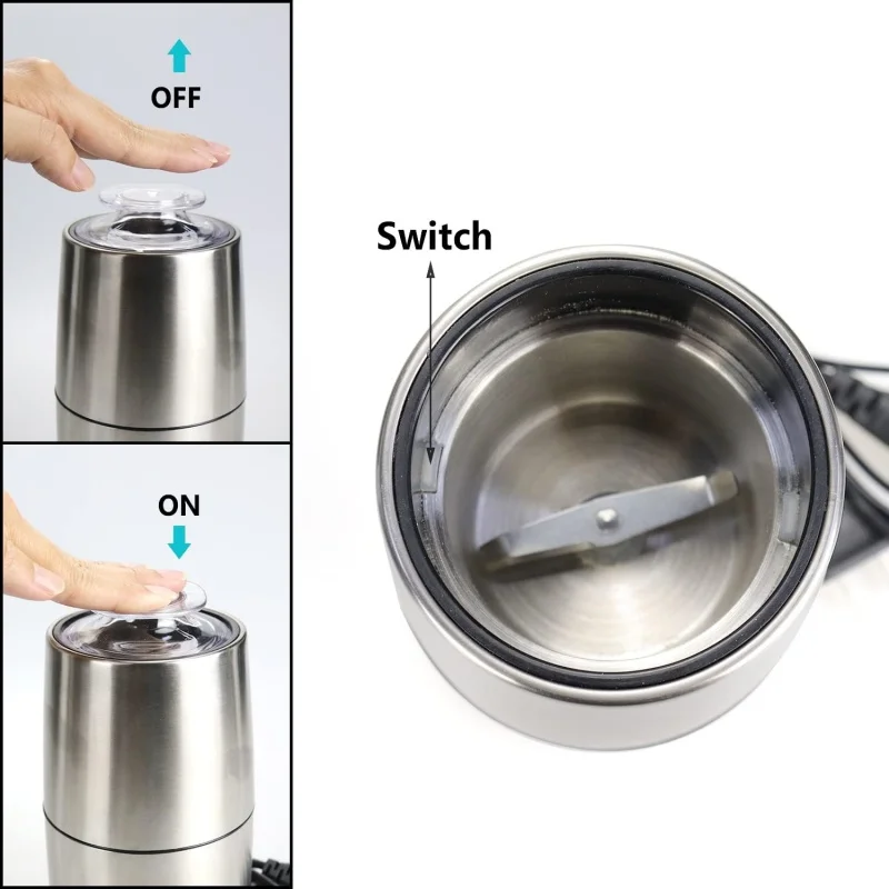 304 الفولاذ المقاوم للصدأ مطحنة حبوب البن الكهربائية 200 واط سعة كبيرة خلاط التوابل آلة طحن الحبوب مطاحن الأعشاب الجافة