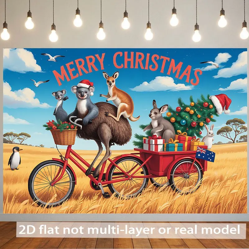 2D Flat, 2D flat banner 1pc, Australian Christmas Celebration, for Family Party Events, Wedding, Birthday Party, Coming-of-age,