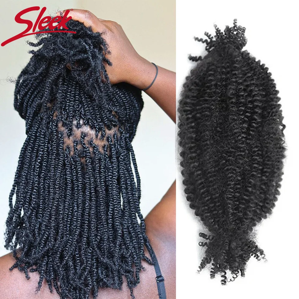 22 Inch QVR Kinky Twist Crochet Braiding Hair 100% Human hair Bundles Sleek Curly Human Hair Bulks 1 PCS Afro Kinky V Bulk Hair