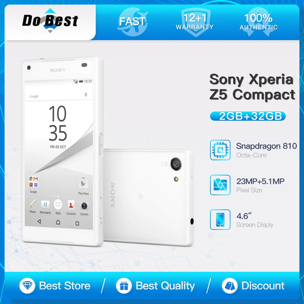 Мобильный телефон Sony Xperia Z5 Compact E5823 SO-02H 4G LTE, 4,6-дюймовый IPS ЖК-дисплей, 2 ГБ ОЗУ, 32 ГБ ПЗУ, Snapdragon 810, восьмиядерный мобильный телефон Android Мобильный телефон Sony Xperia Z5 Compact E5823 SO-02H 4G LTE, 4,6-дюймовый IPS ЖК-дисплей, 2 ГБ ОЗУ, 32 ГБ ПЗУ, Snapdragon 810, восьмиядерный мобильный телефон Android