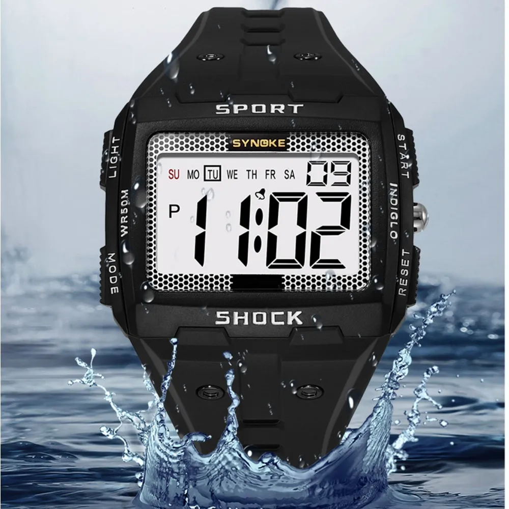 Digital Watch Men Mountaineering Waterproof Shock Resist Large Screen Outdoor Running Student Fashion Sport Watch SYNOKE