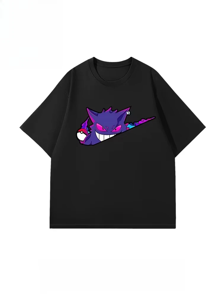Pokémon Anime Gengar Creative Fun Printed T-shirt Summer Men's and Women's T-shirt Trendy Loose Casual Y2K 2026 New Streetwear
