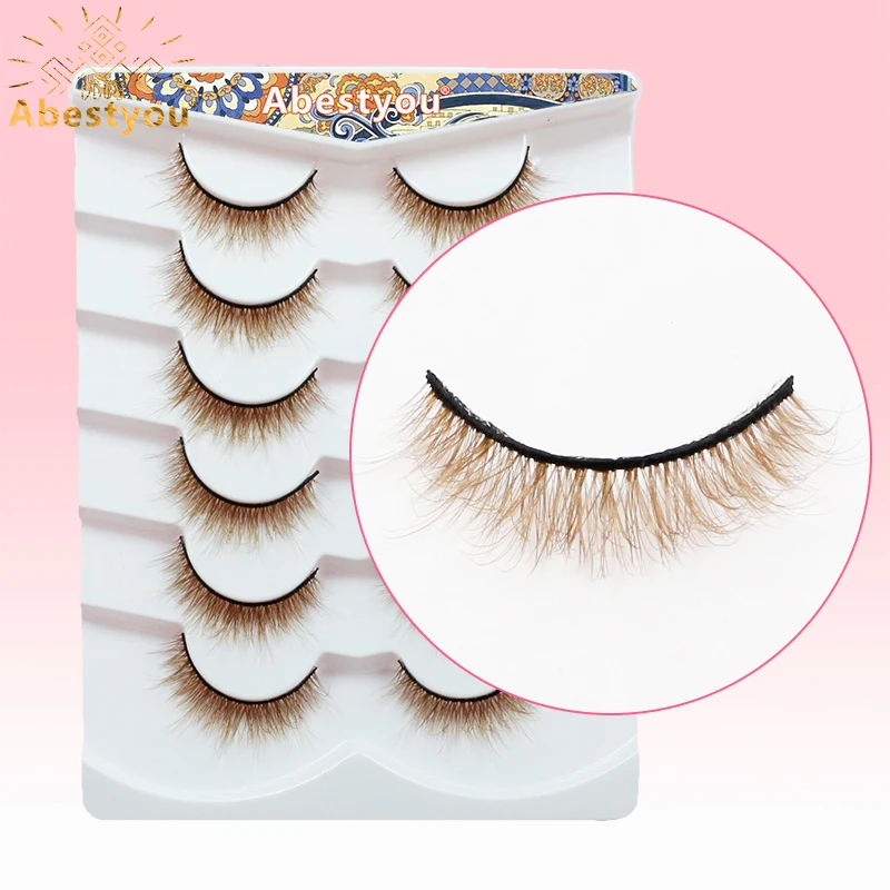 

Abestyou 5d 6pair Gold Strip Color Fluffy Chocolate Brown Volume Faux Cils 0.03 Mink Eyelash Extensions Korea Makeup-utensilien