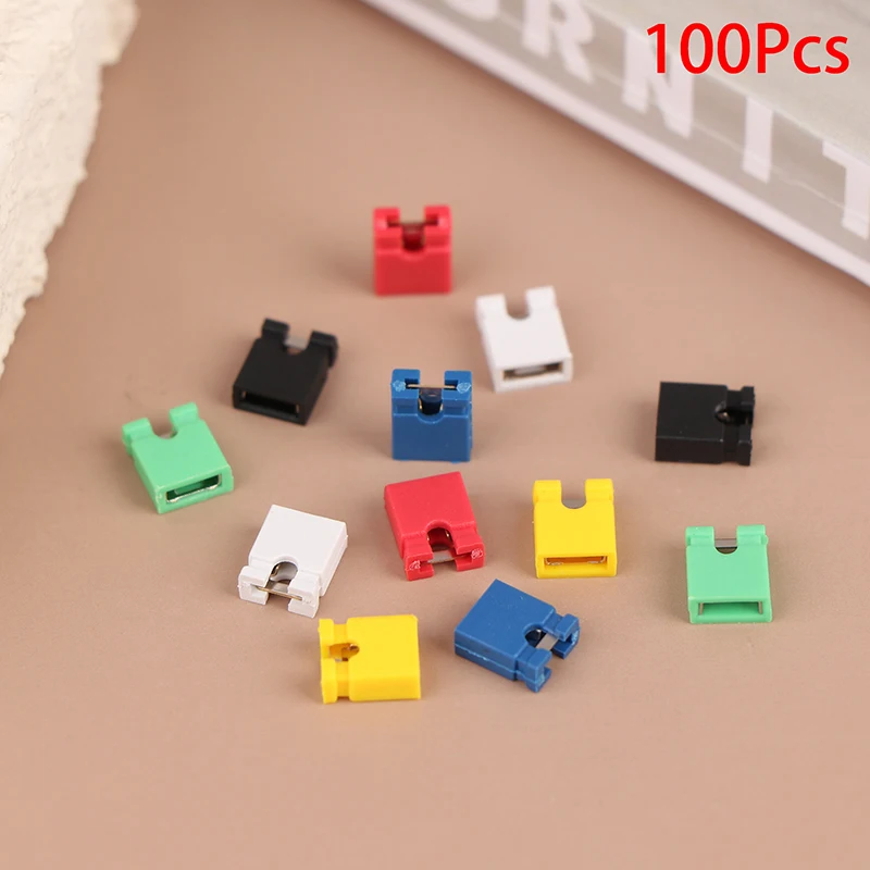 New 100PCS Pitch Jumper Shorted Cap & Headers & Wire Housings 2.54MM SHUNT Shorting Block Pin Connector Cap