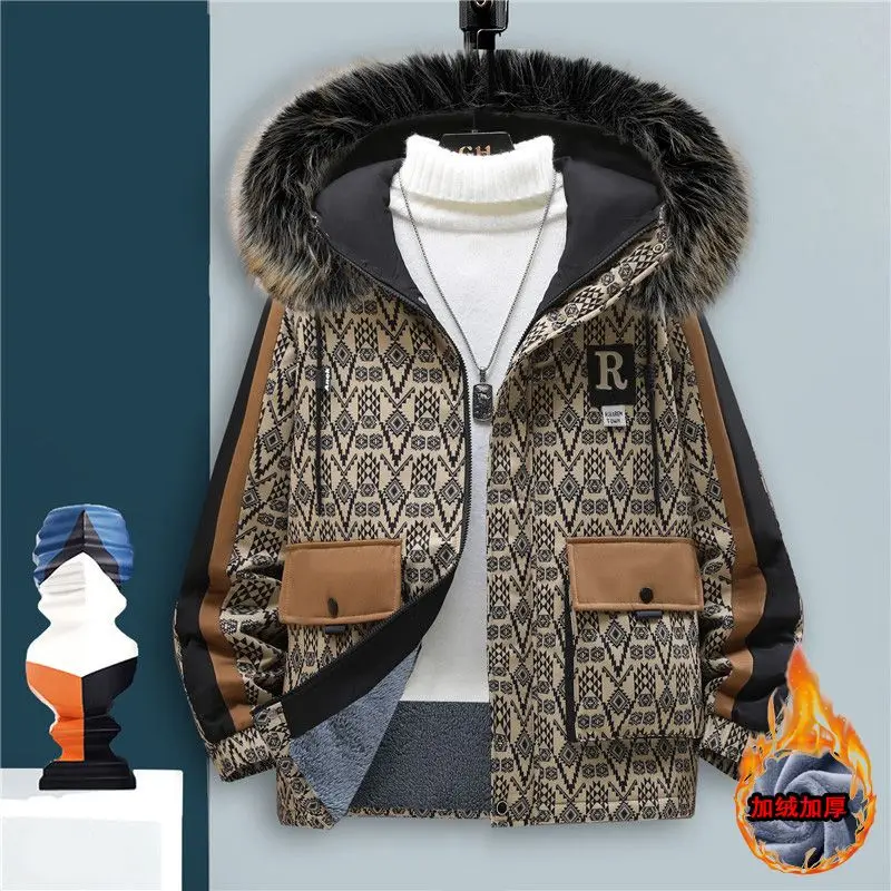 Wintertime Fleecing Intensification Cotton-padded Clothes Male Coat Loose Hooded New Style Parka Teenager Handsome Winter Wear