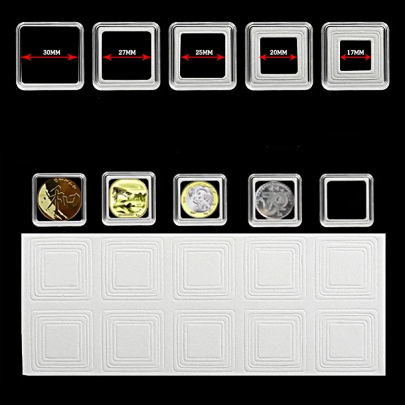 40 Pcs Commemorative Coin Square Hard Plastic Capsules Holder