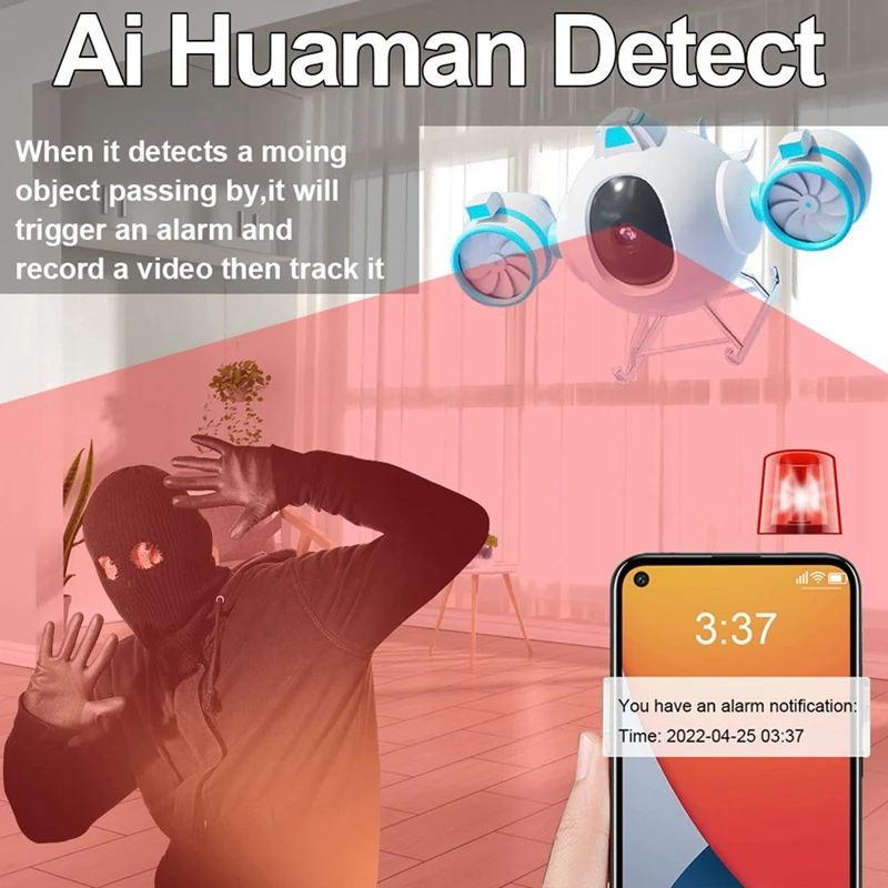 Full HD 3MP Night Full Color AI Tracking Wireless CCTV Safe Home Baby WIFI Smart Camera AC100-240V US Plug