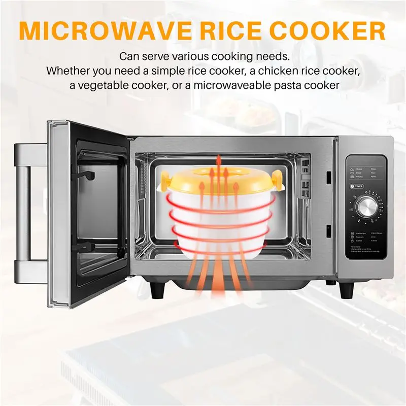 REST Portable Microwave Oven Rice Cooker Multifunctional Steamer 2800Ml Insulation Lunch Box Steaming Utensils for Microwave