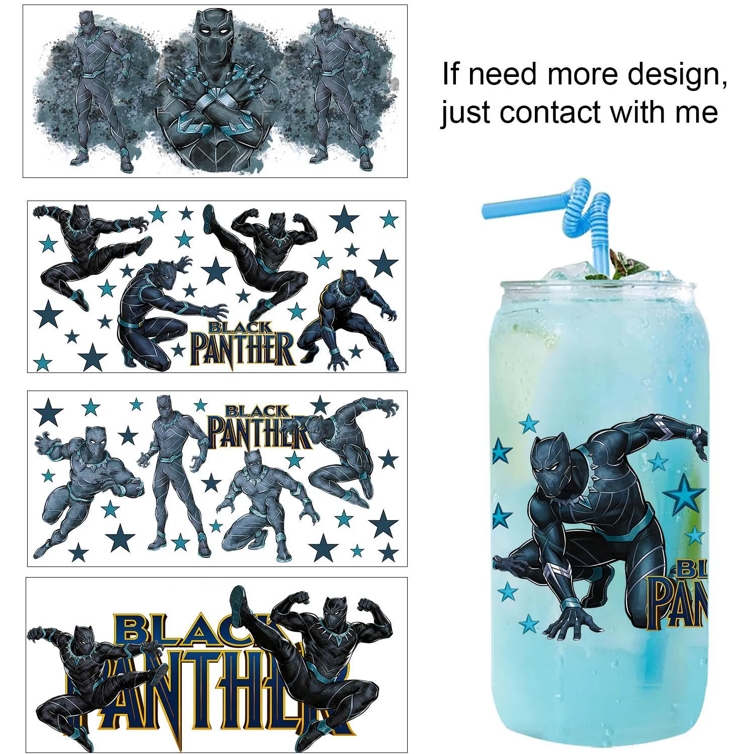 5pcs set bundle Super Hero Cartoon UV DTF Transfer Sticker DIY Decals 3D transfers uvdtf stickers 16oz uv dtf cup wraps