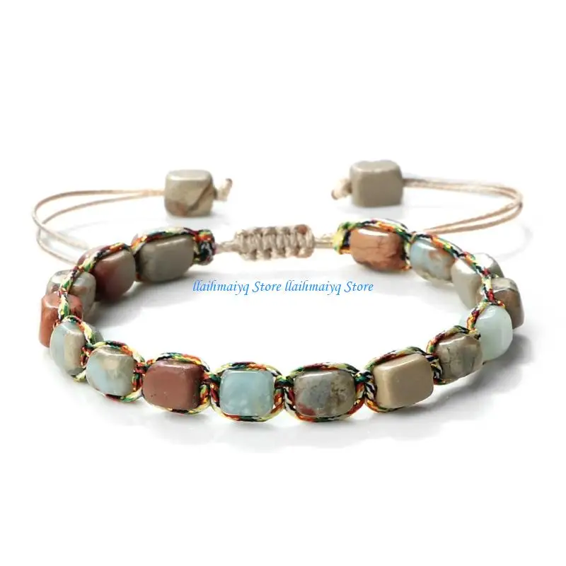 

573B Natural Stone Beaded Wristband Handmade Bracelet For Men And Women Stylish Gift