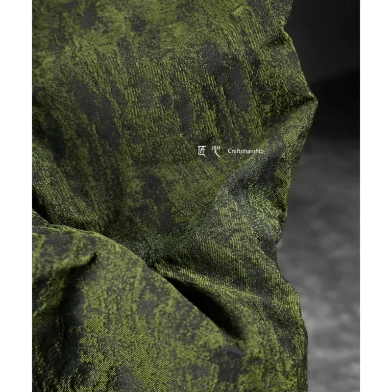 Green Green Gilt Black Cotton Jacquard Concave and Convex Texture Structured Three-dimensional Blazer Clothing Designer Fabric