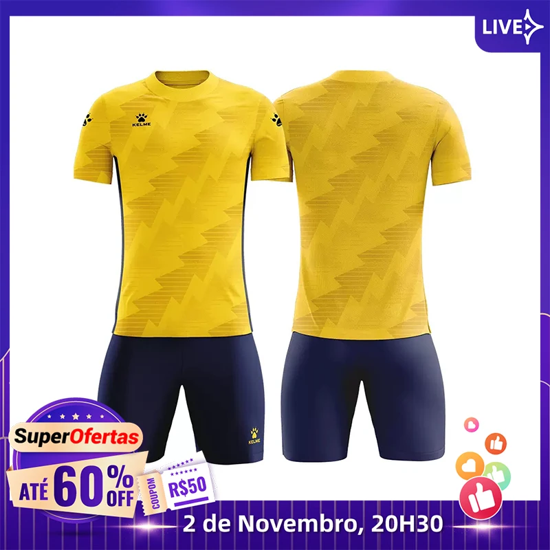 KELME-camisa de futebol masculina, uniforme de futebol personalizado, manga curta para treinamento, camisas de equipe de jogo 92