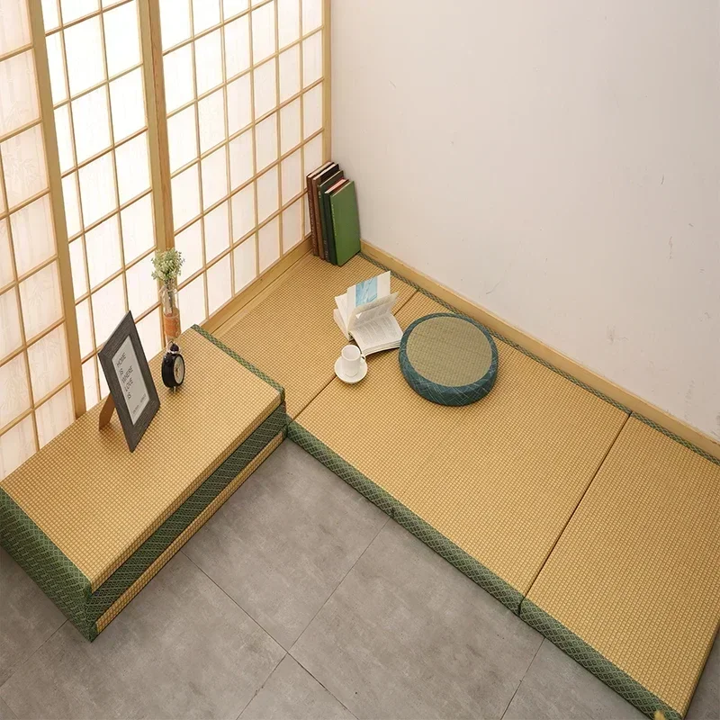 Colchón japonés Tatami, esterilla rectangular plegable de paja para Yoga y dormir, colchoneta cómoda portátil de 3cm de grosor p