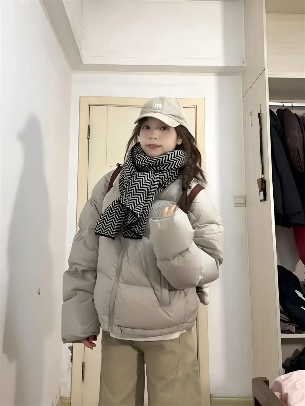 Retro Hooded Cotton Jacket Women's Autumn Winter Fashionable American Style Casual Versatile Outerwear Bread Design Sense