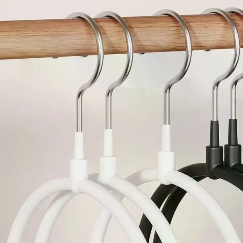 Multi-functional Ring Scarf Hanger Single Plastic Coated Non-slip Towel Rack Storage Trace Simple Tie Hanger