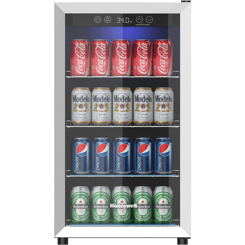 

Beverage Refrigerator and Cooler, Fridge with Glass Door for Soda Beer or Wine for Office or Bar with Adjustable