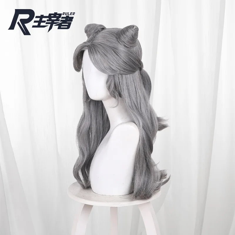 Identity V Little Girl Young Poet Cosplay Wig Long silver gray Wig Halloween Party Role Play + Free Cap